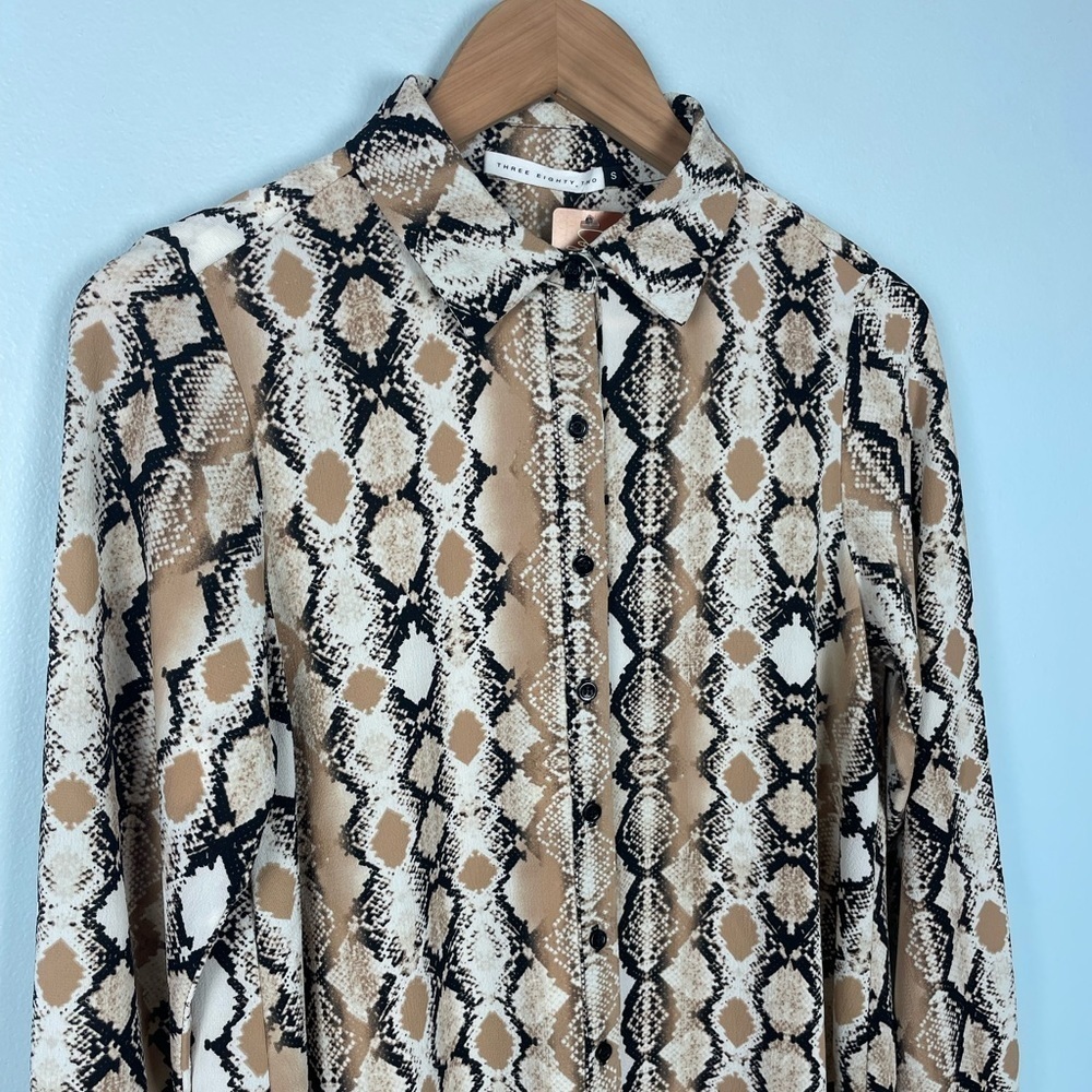 Three Eighty Two Mara Button Front Mini Dress In Python Reptile Size Small - Picture 6 of 16